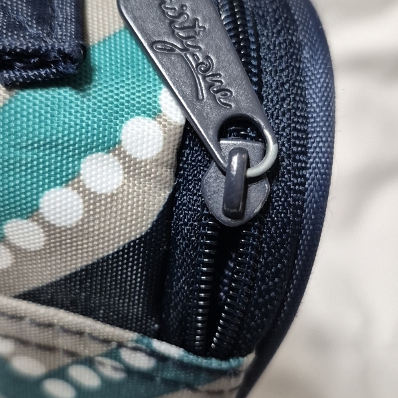 Thirty One Navy & Teal Dotty Chevron Patterned Hanging Travel Bag EUC - Picture 4 of 9